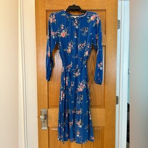 Loft blue floral midi dress - Never worn!